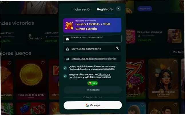 Registro en SavaSpin