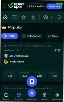 Deportes en la app